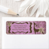 薄紫の雪片と鹿の差出人住所ラベル ラベル (インサイチュ)