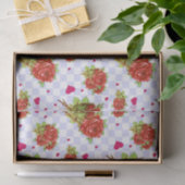 薄紫の青い点検の赤いバラの花パターン 薄葉紙 (ギフト)