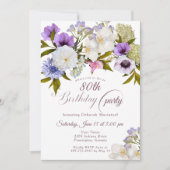 薄紫の80歳の祖母の庭 招待状 (正面)