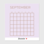 薄紫の9月の団体や組織カレンダー シール (シート)