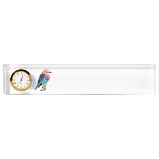 薄紫のBreastedのローラーの鳥 デスクネームプレート