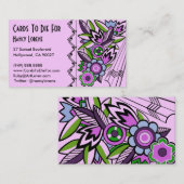 薄紫のDecoのはっきりしたな花模様-名刺 名刺 (正面/裏面)