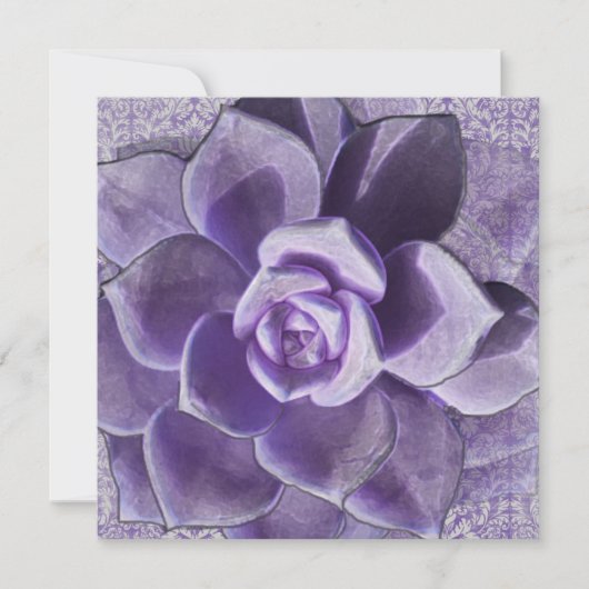 薄紫のSucculentsのブライダルシャワーの招待状 招待状 (正面)