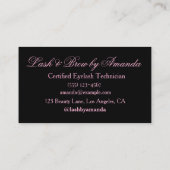 薄紫はっきりしたピンクラッッシュテックデザインブラック背景 名刺 (裏面)