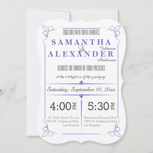 薄紫は招待を結婚するブラケットのアールデコを型抜きしました 招待状 (正面)