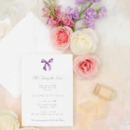 薄紫は結び目の弓ブライダルシャワー 招待状