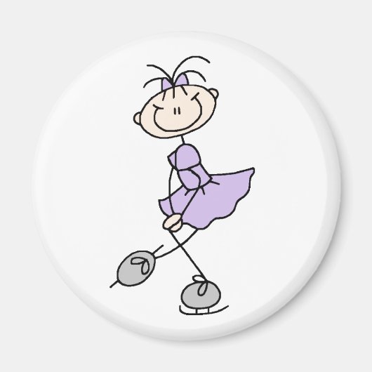 薄紫アイススケートで滑るガールマグネット マグネット (正面)