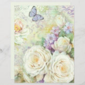 薄紫アイボリーフローラ切り離しスクラップブック紙 (正面/裏面)