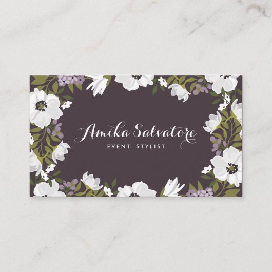 薄紫アネモン開花パーソナライズされたフローラ 名刺 (正面)