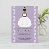 薄紫アフリカンアメリカンブライかわいらしドブライダルシャワー 招待状 (スタンド正面)