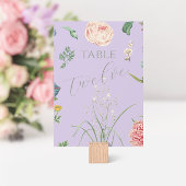 薄紫アンドセージグリーンアウトドア庭園の結婚式 テーブルナンバー
