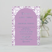 薄紫イタリアン幾何無地の図形 箔招待状 (立ち正面)