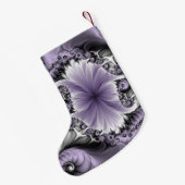 薄紫イリュージョン抽象芸術フローラフラクタル美術名 スモールクリスマスストッキング (裏面 (吊り時))