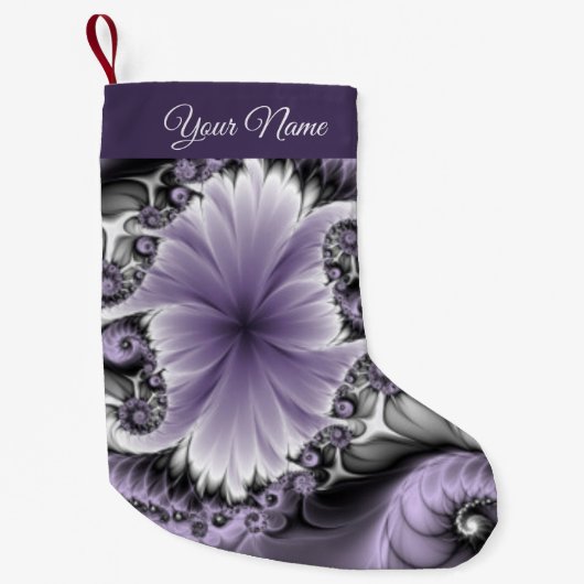 薄紫イリュージョン抽象芸術フローラフラクタル美術名 スモールクリスマスストッキング (正面)