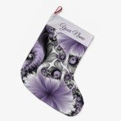 薄紫イリュージョン抽象芸術フローラフラクタル美術名 ラージクリスマスストッキング (正面 (吊り時))