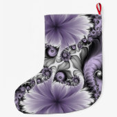 薄紫イリュージョン抽象芸術フローラフラクタル美術名 ラージクリスマスストッキング (裏面)