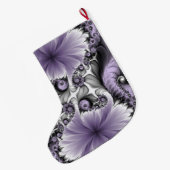 薄紫イリュージョン抽象芸術フローラフラクタル美術名 ラージクリスマスストッキング (裏面 (吊り時))