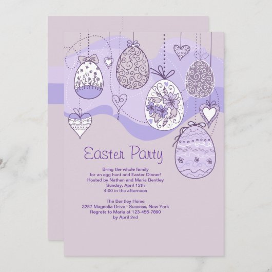 薄紫イースター招待状 招待状 (正面/裏面)