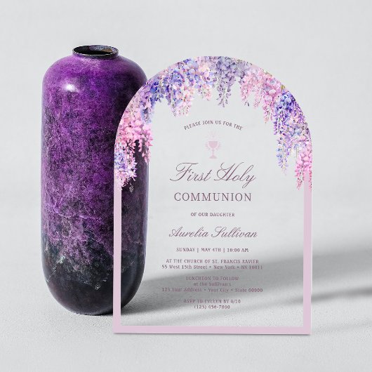 薄紫ウィステリアアーチ第1聖餐式 アクリル招待状