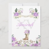 薄紫ウェスタン女性のカーボーイキンセアニラ招待状 招待状 (裏面)