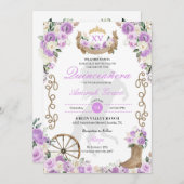 薄紫ウェスタン女性のカーボーイキンセアニラ招待状 招待状 (正面/裏面)