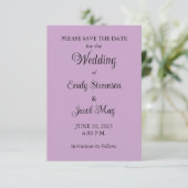 薄紫ウェディング日付カードの保存 セーブザデート (スタンド正面)