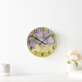 薄紫ウォールクロックフランスのカントリーデコールシャビーシック ラウンド壁時計 (ホーム)