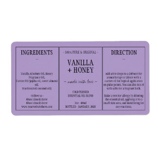 薄紫エッセンシャル油コスメティックボトルラップのまわりに ラベル