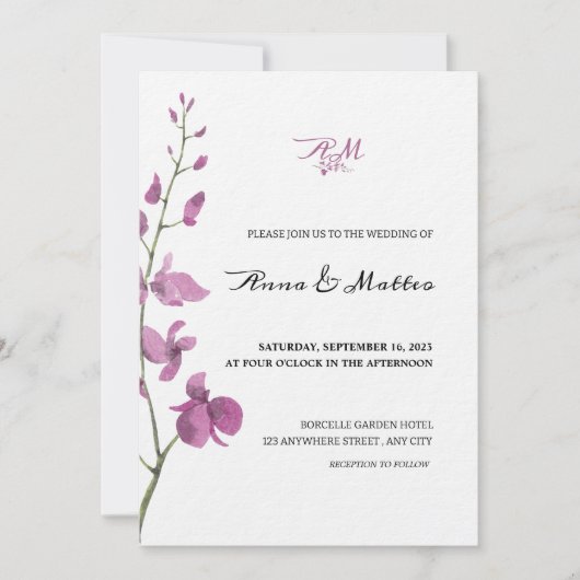 薄紫エレガンスミニマル結婚式招待状 招待状 (正面)