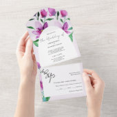 薄紫エレガントとピンクのフローラ オールインワン招待状 (貼ってはがせる)