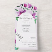 薄紫エレガントとピンクのフローラ オールインワン招待状 (内側)