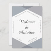 薄紫エレガントグモダン結婚ロ六角 招待状 (正面)