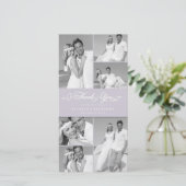 薄紫エレガントスキャロップバンド6フォトシック結婚ズ サンキューカード (スタンド正面)