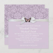 薄紫エレガントチューダーダマスウェディング招待状 招待状 (正面/裏面)