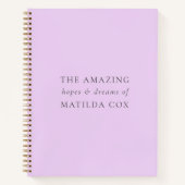 薄紫エレガントパープルの希望と夢ジャーナル ノートブック (正面)