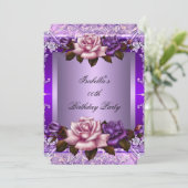 薄紫エレガントパープルピンクローズバースデーパーティー2 招待状 (スタンド正面)