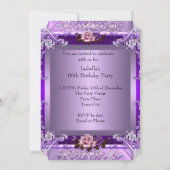 薄紫エレガントパープルピンクローズバースデーパーティー2 招待状 (裏面)