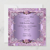 薄紫エレガントパープルピンクローズ70th誕生日パーティー 招待状 (裏面)