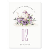 薄紫エレガントパープルフローラティーポット結婚カップ テーブルナンバー (裏面)