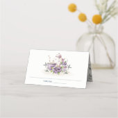 薄紫エレガントパープルフローラティーポット結婚カップ プレイスカード (裏面)
