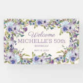 薄紫エレガントパープルフローラ緑50誕生日 横断幕 (横)