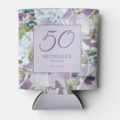薄紫エレガントパープルフローラ緑50誕生日 缶クーラー (正面)
