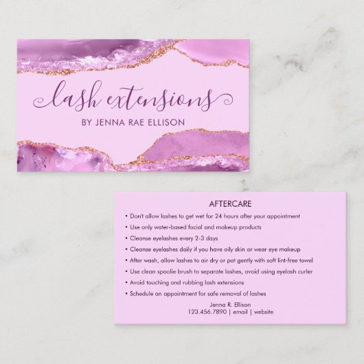 薄紫エレガントパープルマーブルアゲートラッシュエクステンション 名刺 (正面/裏面)
