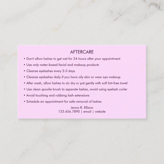 薄紫エレガントパープルマーブルアゲートラッシュエクステンション 名刺 (裏面)