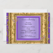 薄紫エレガントパープル金ゴールド琥珀バースデーパーティー2a 招待状 (裏面)