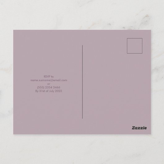 薄紫エレガントフラワー日付はがきを保存 ポストカード (裏面)