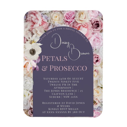 薄紫エレガントフローラアーチサマーブライダルシャワー マグネット (縦)