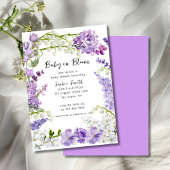 薄紫エレガントフローラベビー開花ベビーシャワー 招待状