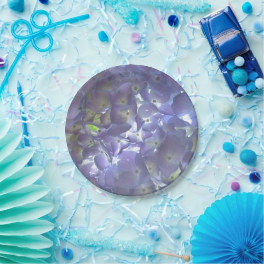 薄紫エレガントフローララベンダーアジサイ ペーパープレート (パーティー)