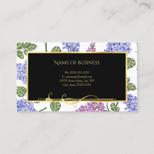 薄紫エレガントフローラ金ゴールドの染毛と美しい 名刺 (裏面)